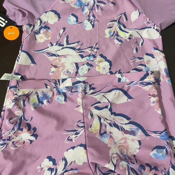 Big Girls 2-Pc. Rippling Rose Rash Guard Set - Picture 2 of 7